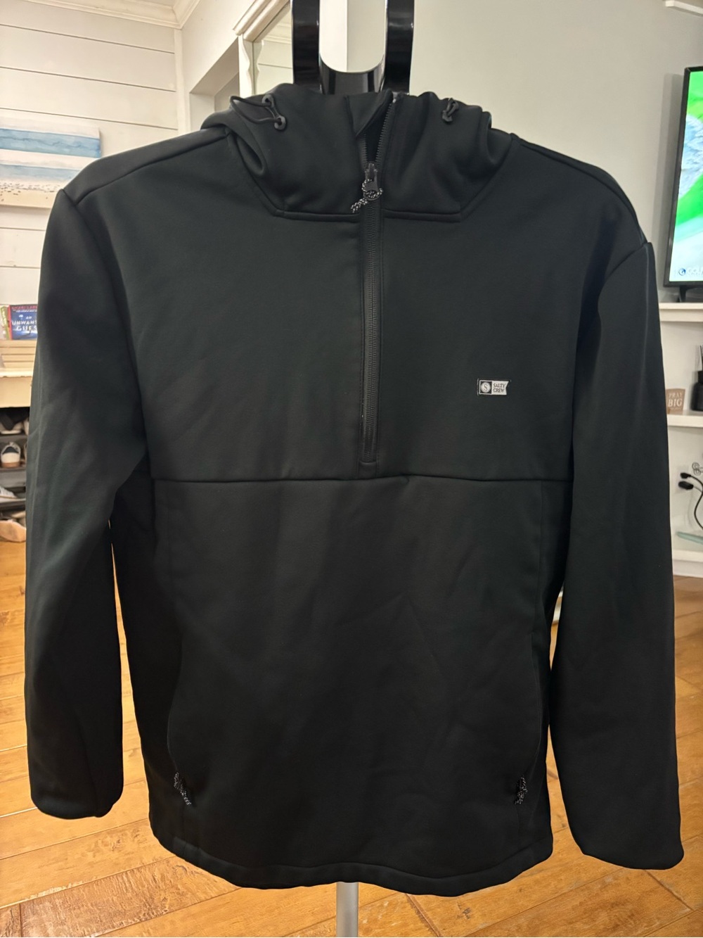 Salty Crew Black Half-Zip Hooded Windbreaker